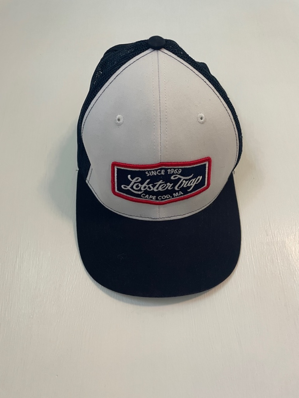 Lobster Trap Cape Cod Trucker Hat - White, Navy & Red